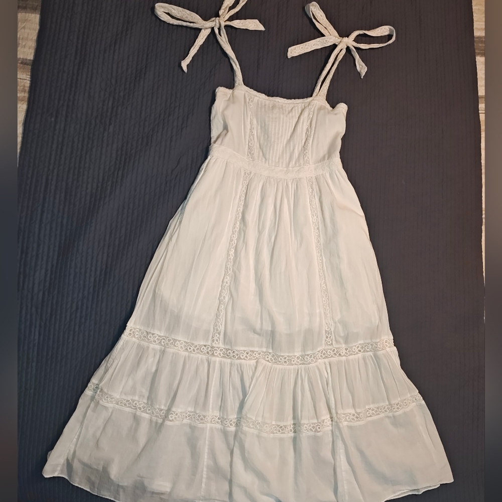 LoveShackFancy White Ruffled Midi Sundress